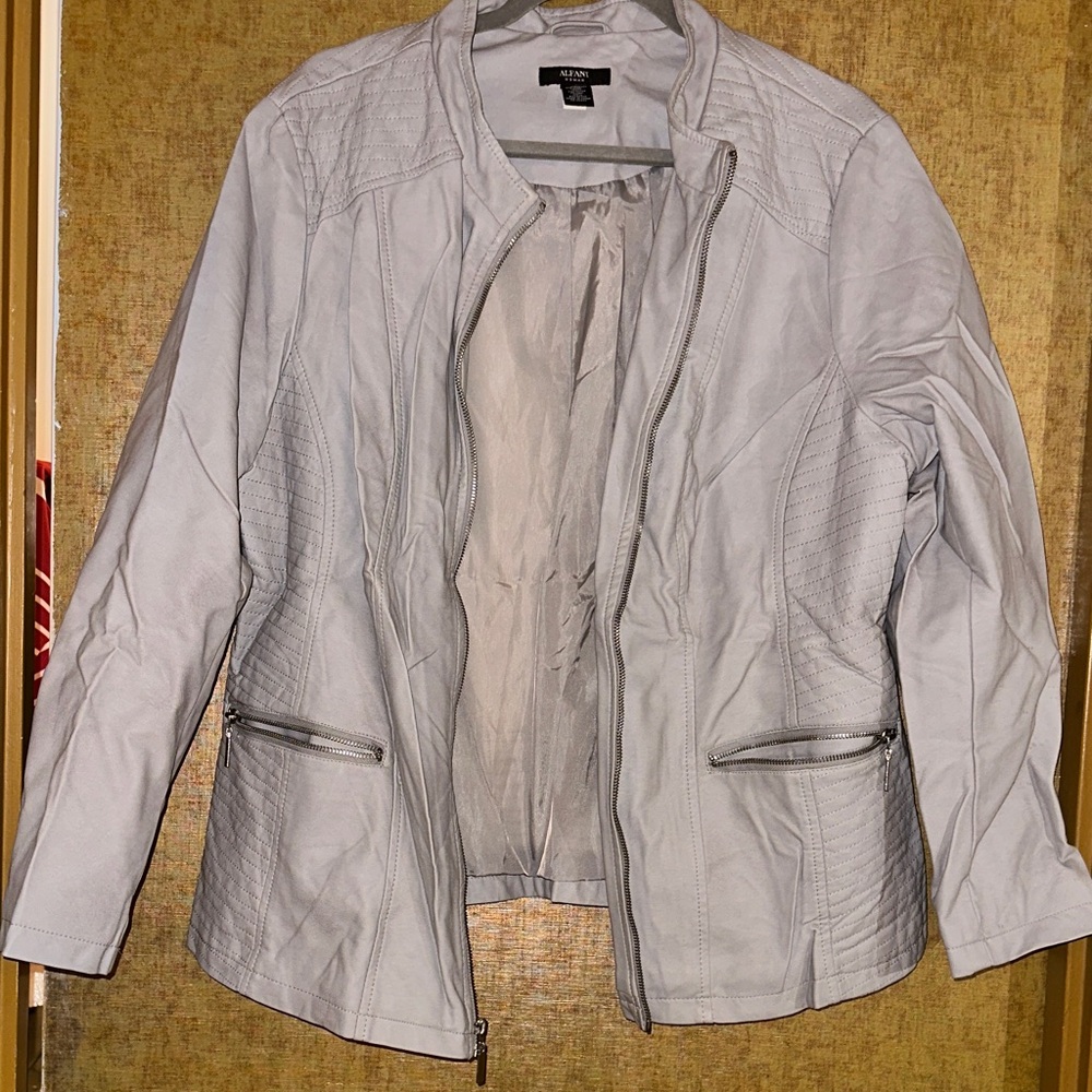 Alfani Light Gray Leather Jacket